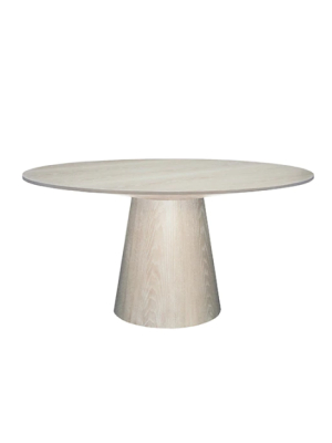 Round Cerused Oak Dining Table Base With 59" Diameter Tapering Top