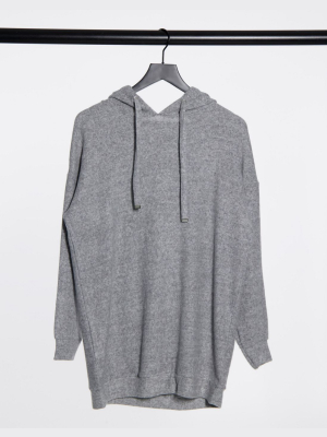 New Look Oversized Cozy Knitted Lounge Hoodie In Gray