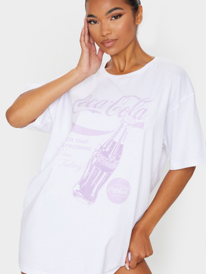 White Coca Cola Lilac Logo Nightie