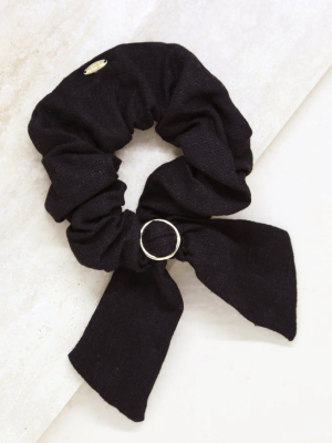 Flirty Bow Hair Scrunchie In Black