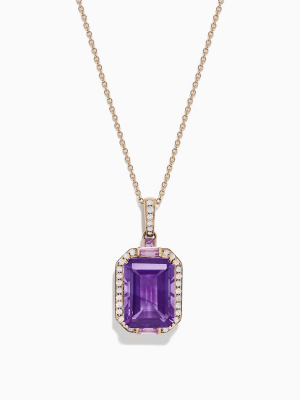 Effy 14k Rose Gold Amethyst, Pink Tourmaline And Diamond Pendant, 8.08 Tcw