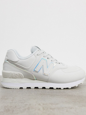 New Balance 574 Fashion Metallic Sneakers In White