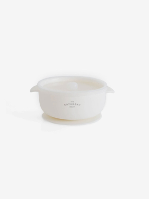 Silicone Suction Bowl W/ Lid - Cloud