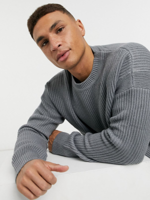 Topman Oversized Sweater In Gray