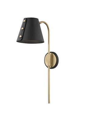 Meta 1 Light Wall Sconce With Plug - Aged Brass/black