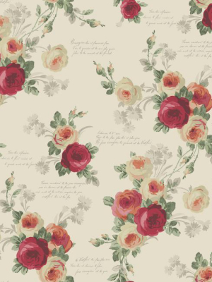 Heirloom Rose Wallpaper In Reds And Beige From The Magnolia Home Collection By Joanna Gaines