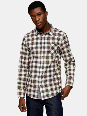 Brave Soul Ecru Check Slim Shirt