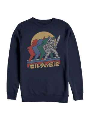 Men's Nintendo Zelda Retro Link Kanji Portrait Sweatshirt