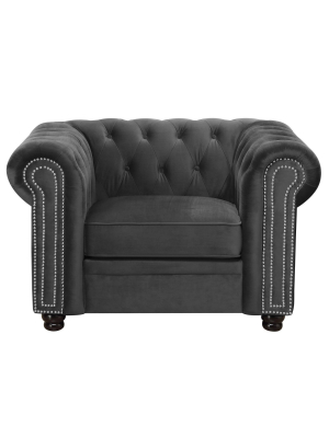 Gramercy Tufted Chair Slate - Picket House Furnishings