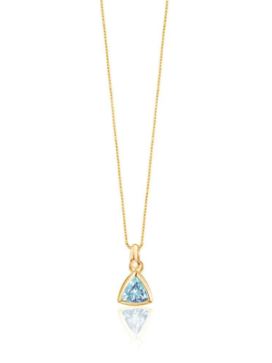 Blue Topaz Charm  Necklace - Gold