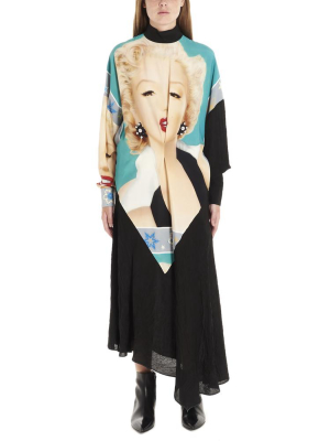 Loewe Marilyn Monroe Print Asymmetric Hem Midi Dress