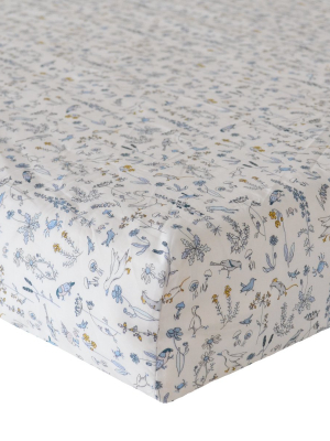 Fitted Sheet Made With Liberty Fabric Theo Blue