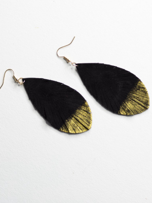 Glitter & Gold Leaf Earrings-black