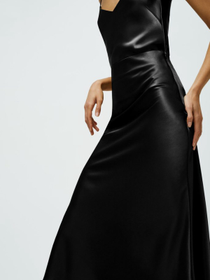 Satin Valletta Skirt - Black