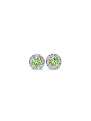 Pompeii3 5/8ct Halo Diamond Peridot Studs 14k White Gold