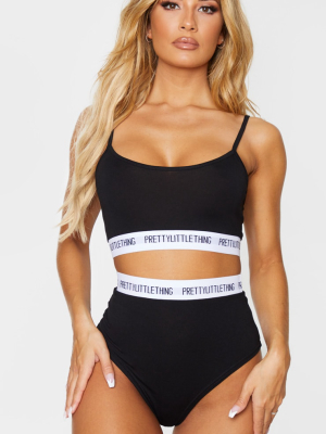 Prettylittlething Black High Waist Lingerie Set