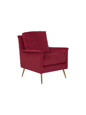 Modern Armchair Textured Ruby Velvet - Homepop