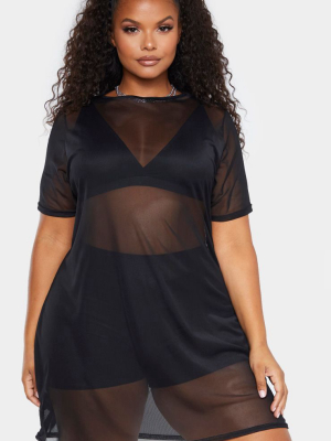 Plus Black Mesh T Shirt Dress