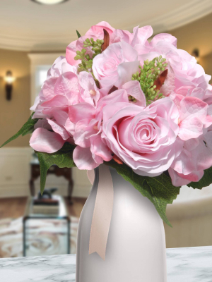 Artificial Rose & Hydrangea Bouquet Pink 12" - National Tree Company