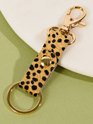 Animal Print Pu Calf Hair Short Key Strap