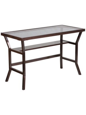 Lila Brown Aluminum Braced Contemporary Desk