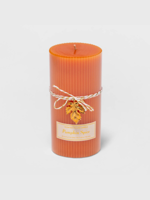 6" X 3" Ribbed Pillar Pumpkin Spice Candle - Threshold™