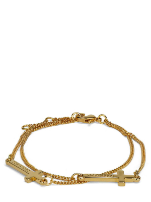 Brass Double Cross Bracelet