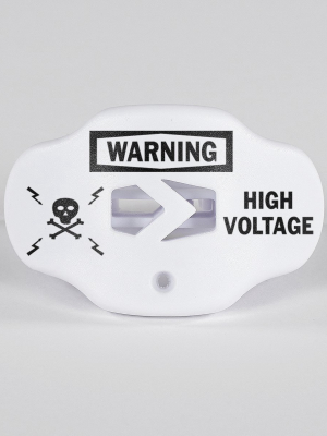 Warning High Voltage White Football Mouthguard