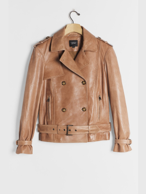 Lamarque Ada Belted Leather Jacket