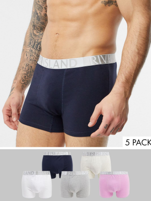 River Island 5 Pack Trunks In Pastels