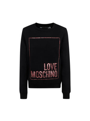 Love Moschino Glitter Logo Crew-neck Sweatshirt