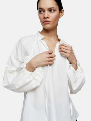 **white Poplin Smock Top By Topshop Boutique