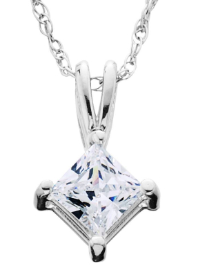 Pompeii3 1/4ct Princess Cut Solitaire Diamond Pendant 14k White Gold