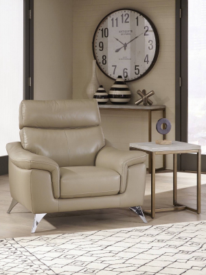 Moderno Leather Contemporary Upholstered Chair Beige - Home Styles