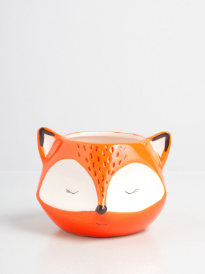One With Nature Ceramic Fox Planter