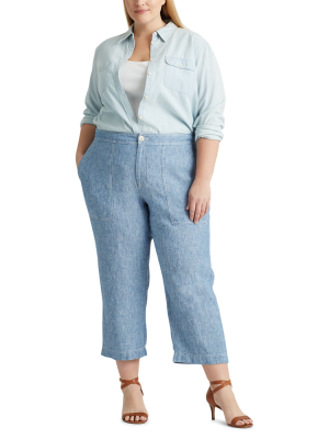 Chambray Linen Wide-leg Pant