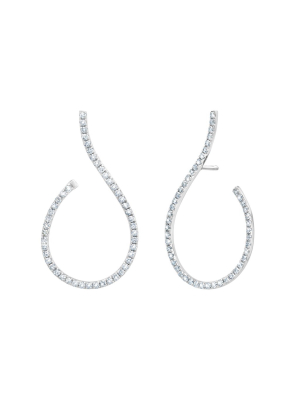 Mega Swirl Diamond Earrings - White Gold