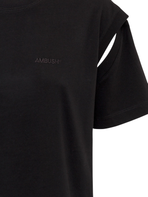 Ambush Logo Embroidered Slit-detailed T-shirt