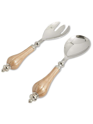 Julia Knight Peony Salad Serving Set In Toffee