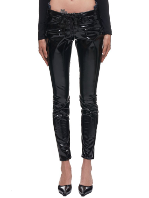 Lace-up Latex Skinny Jeans (uwyb029-den-black)