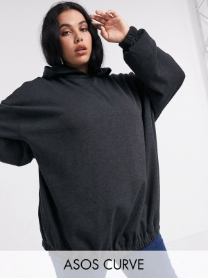 Asos Design Super Oversized Cocoon Hoodie With Side Pockets In Charcoal Marl