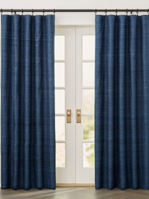 Silvana Blue Silk Blackout Curtain Panel