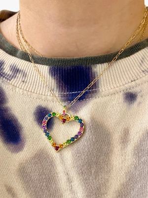 Rainbow Heart Pendant Necklace