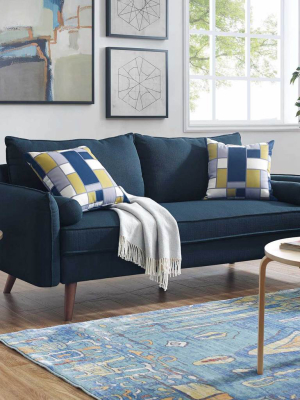 Raylee Upholstered Fabric Sofa Azure