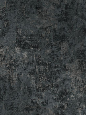 Distressed Gold Leaf Self-adhesive Wallpaper In Gunmetal Design By Tempaper