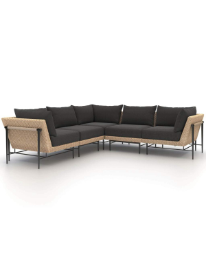 Cavan 5 Piece Outdoor Sectional, Charcoal