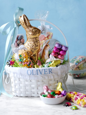 White Rattan Easter Basket With Liner