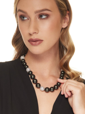 Grad Green Shellbase Pearl Ball Clasp Necklace