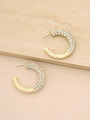 Crystal Dotted Twists 18k Gold Plated Hoop Earrings