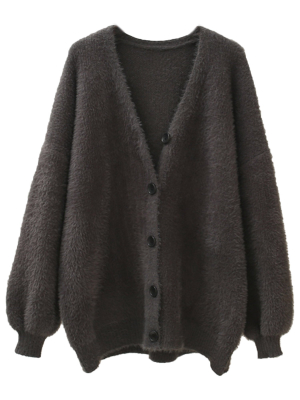 'nadine' Fluffy Oversized Button Down Cardigan (4 Colors)